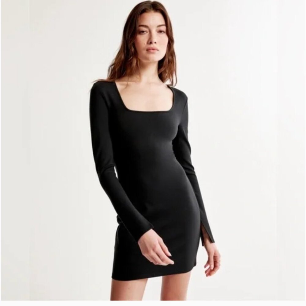 NWT Abercrombie & Fitch Split Cuff Square Neck Long Sleeve Mini Dress